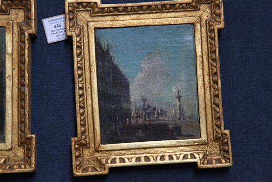 Follower of Francesco Guardi (Italian, 1712-1793) The Doges Palace and another, St Marks, Venice, 6.5 x 5.5in.